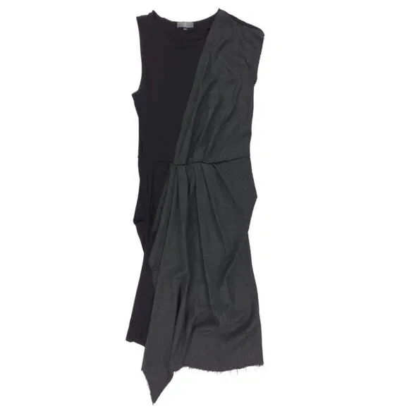 NEW Alexander McQueen MCQ Wool Drape Dress Lagenlook Minimal Modern Grunge Black